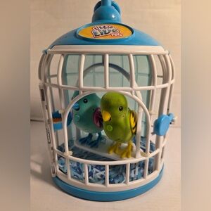 2- Little Live Pets BIRD  Electronic Toy by Moose Toys w/Cage Green &Blue